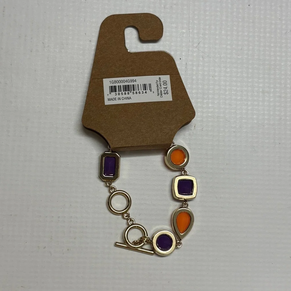 Wholesale Lot of 9 NEW Carolee Purple Orange‎ Stone Gold Tone Toggle Bracelet